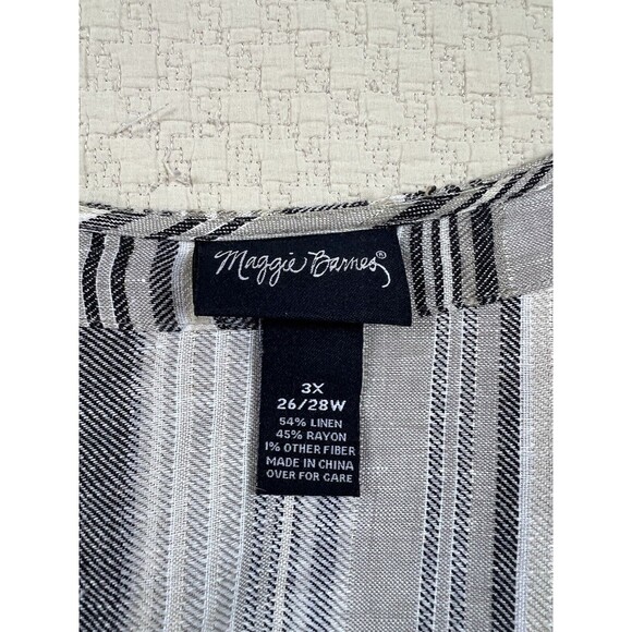 Maggie Barnes Open Cardigan Linen Blend Striped Beach Lagenlook | Womens Size 3X - Picture 4 of 10